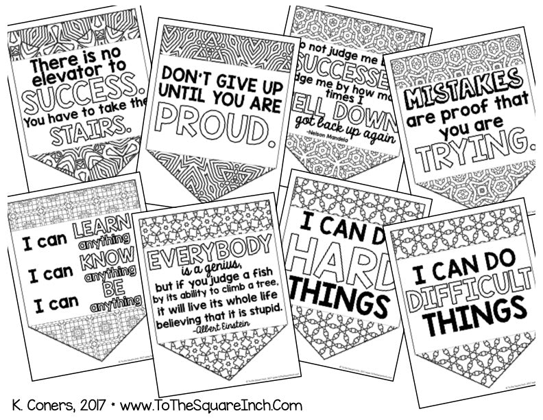 Growth Mindset Coloring Banner