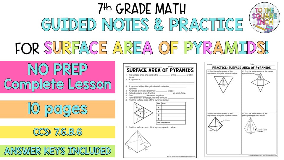 Surface Area of Pyramids Notes