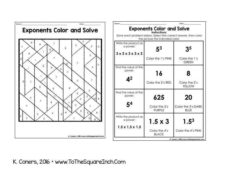 Exponents Color and Solve