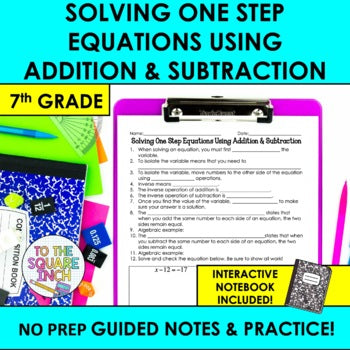 Solving One Step Equations Notes