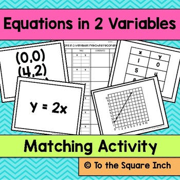 Writing Equations in 2 Variables Matching
