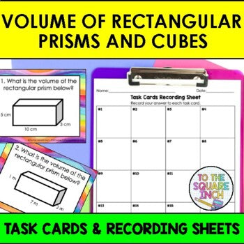 Finding Volume of Rectangular Prisms and Cubes Task Cards