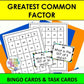 GCF Greatest Common Factor Bingo