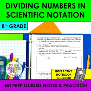 Dividing Numbers in Scientific Notation Notes