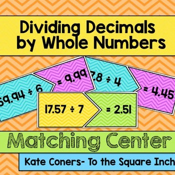 Dividing Decimals by Whole Numbers Matching