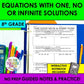 Equations with One, No or Infinite Solutions Notes