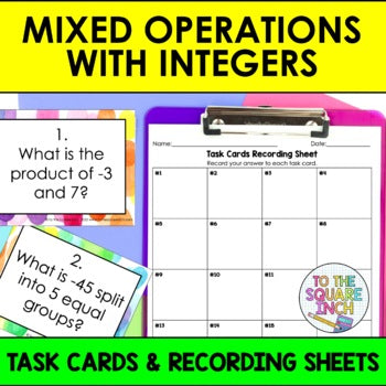 Mixed Operations with Integers Task Cards