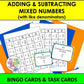 Adding and Subtracting Mixed Numbers Bingo Game