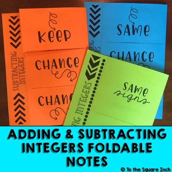 Adding & Subtracting Integers Foldables