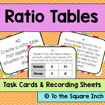 Ratio Table Task Cards
