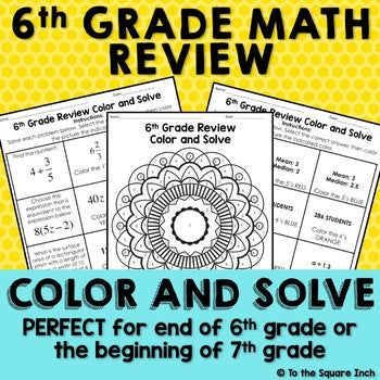 6th Grade Math Review Color and Solve