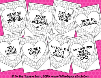 Valentine's Day Math Coloring Banner and Cards
