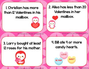 Valentines Day Inequalities Task Cards