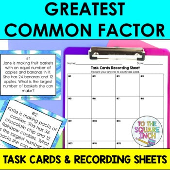 GCF Greatest Common Factor Task Cards