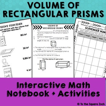 Volume of Rectangular Prisms Interactive Notebook