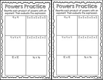Interactive Exponents Exponents Interactive Notebook – To The Square Inch