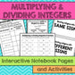 Multiplying and Dividing Integers Interactive Notebook