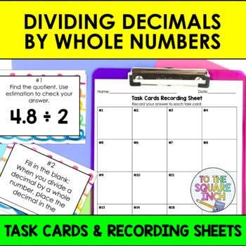 Dividing Decimals by Whole Numbers Task Cards