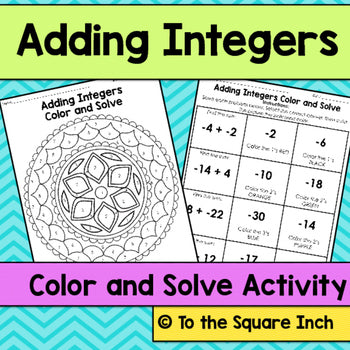 Adding Integers Color and Solve