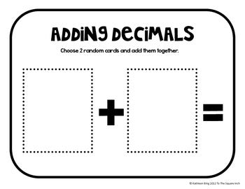 Decimals Cards Math Mats