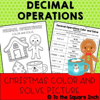 Decimal Operations Christmas Color and Solve