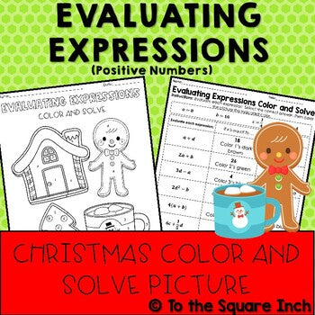 Evaluating Expressions Christmas Color and Solve