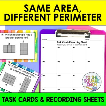 Same Area, Different Perimeter Task Cards