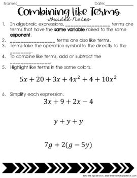 Introduction to Algebra Interactive Notebook