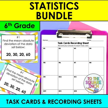 6th Grade Math Statistics Task Cards Bundle
