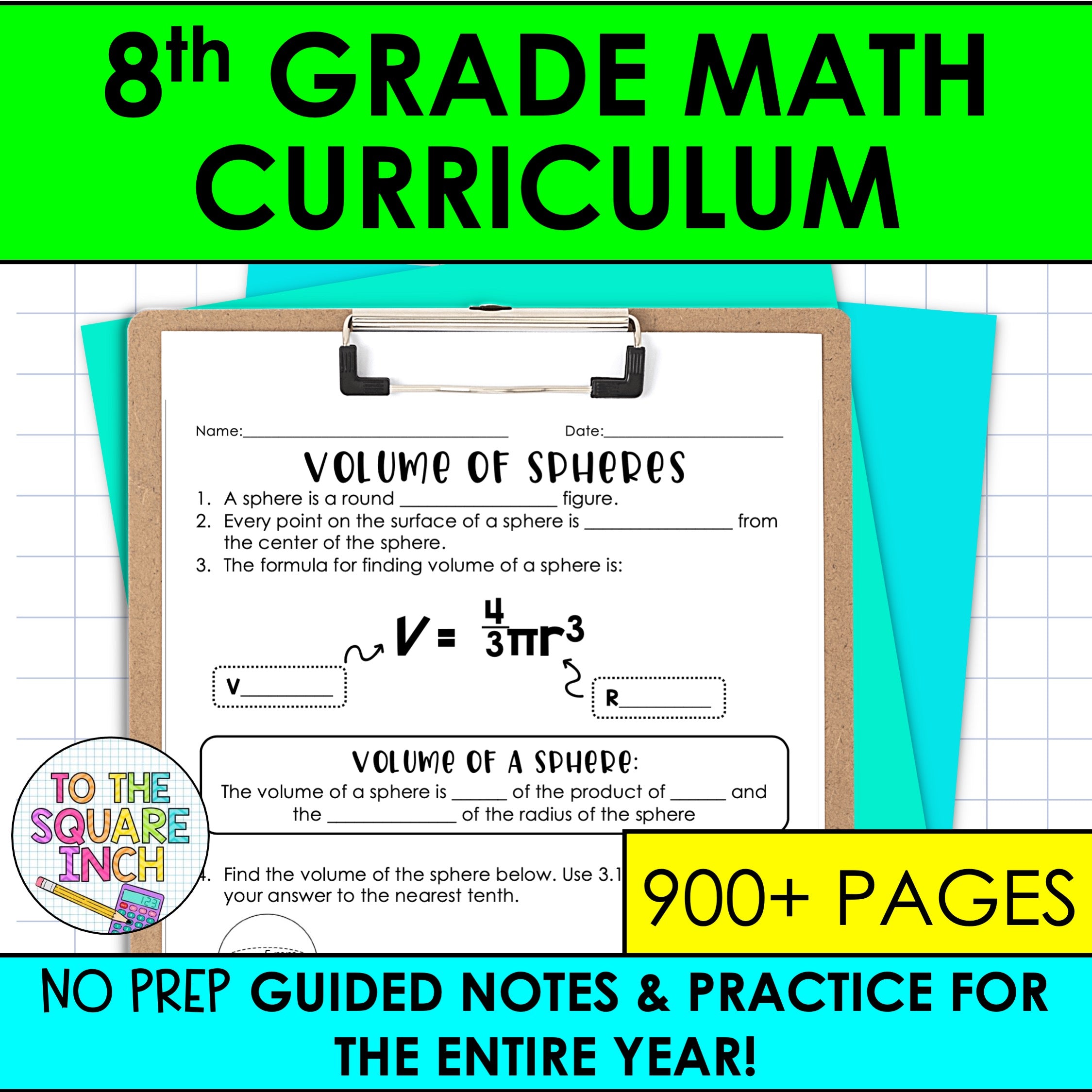 8th Grade Math Guided Notes Curriculum – To The Square Inch